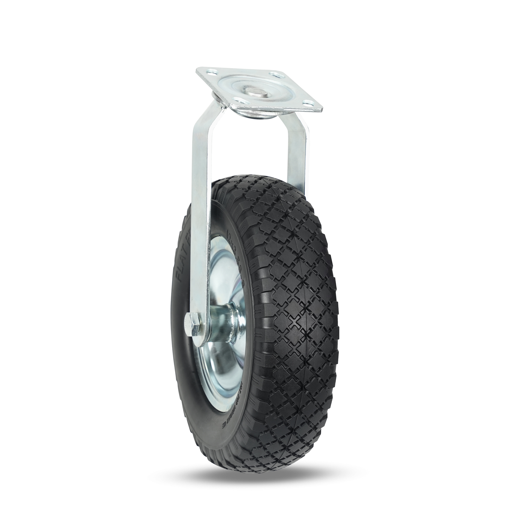 Klutch 12in. Flat-Free Foam-Filled Rubber Swivel Caster, 330-Lb. Capacity, Knobby Tread